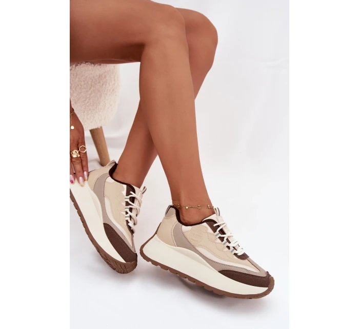 Dámské sneakers na platformě Big Star SS274002 HI-POLY SYSTEM Béžové Dámské sneakers na platformě Big Star SS274002 HI-POLY SYSTEM Béžové