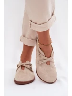 Kožené semišové dámské polobotky Zazoo N1271 světle béžové