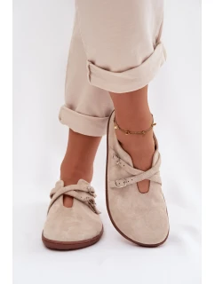 Kožené semišové dámské polobotky Zazoo N1271 světle béžové