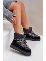 Semišové dámské sněhule s hrubým šněrováním D.Franklin DFSH375003 Černé