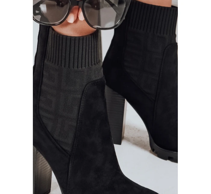 Dámské semišové kozačky na podpatku černé FashionStreet ZY1298