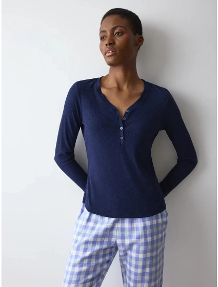 Svetr Mix & Match LSL Top modrý Blue - TRIUMPH Svetr Mix & Match LSL Top modrý Blue - TRIUMPH