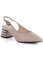 Dámské sandály s ozdobným podpatkem béžové Vinceza 26-62285