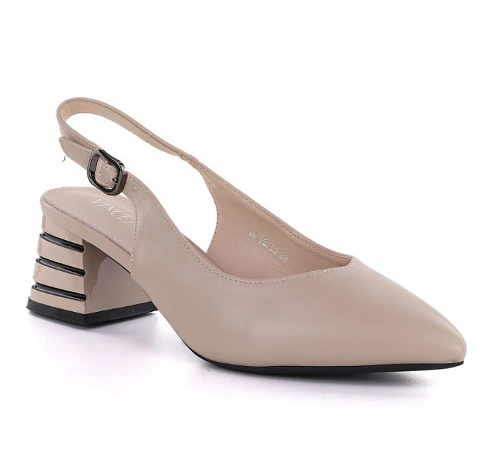Dámské sandály s ozdobným podpatkem béžové Vinceza 26-62285