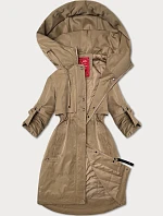 Dámská bunda s ohrnutými rukávy LHD béžová (LHD-24591)