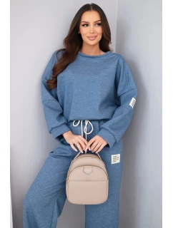 Dámská souprava máslo mikina + džíny melange modrý