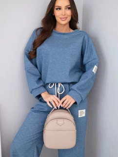 Dámská souprava máslo mikina + džíny melange modrý