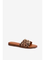 Dámské Pantofle Na Plochém Podpatku S Panterka Hnědé model 21688662 - Boto Dámské Pantofle Na Plochém Podpatku S Panterka Hnědé model 21688662 - Boto