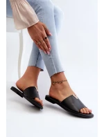 Dámské pantofle z eko kůže na plochém podpatku, černá Maliha Dámské pantofle z eko kůže na plochém podpatku, černá Maliha