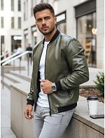 Pánská zelená kožená bunda FashionStreet TX4707