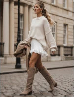 Dámské semišové béžové kozačky model 21993222 - Dstreet