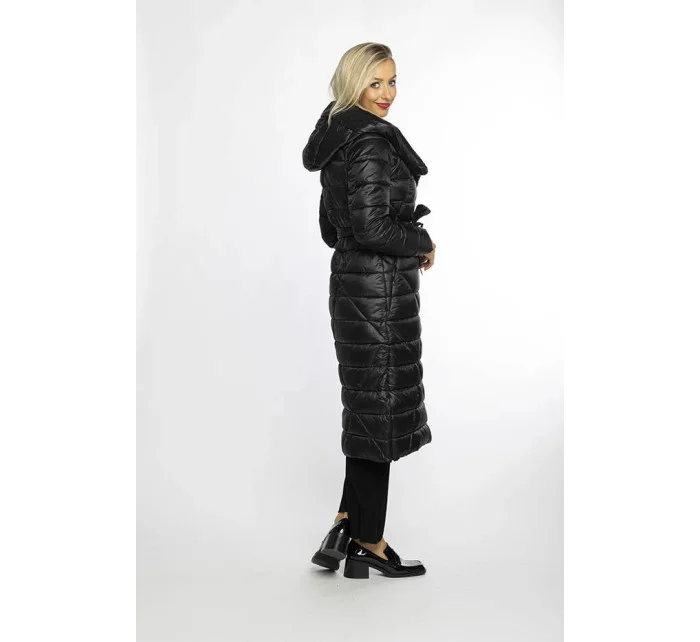 Černý prošívaný kabát s kapucí model 21247100 - Ann Gissy