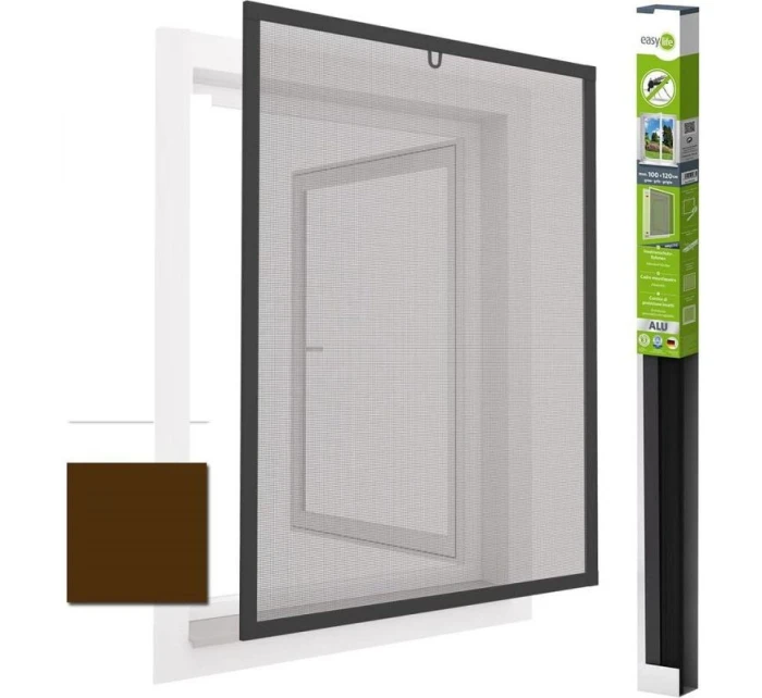 ALU OKENNÍ MOSKYTIÉRA 100X120 HNĚDÁ PLUS