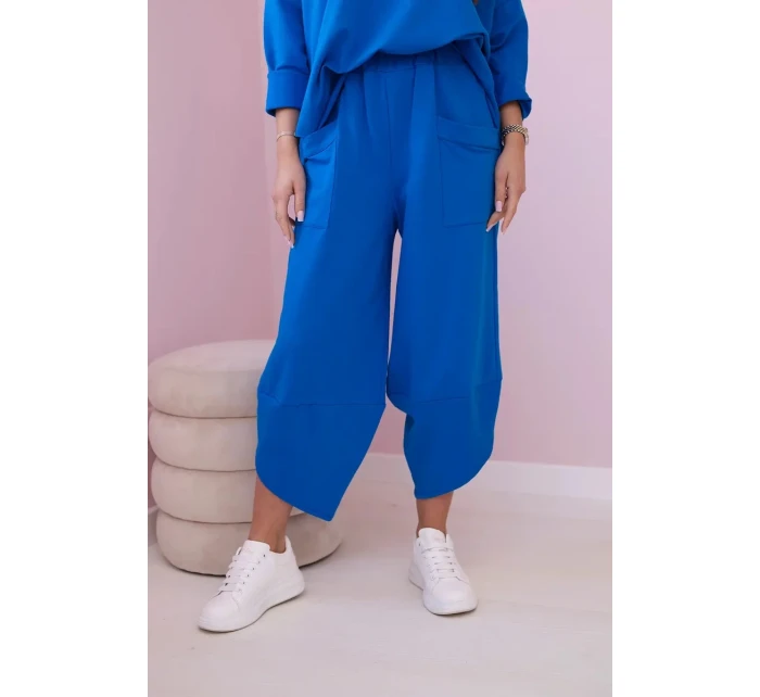 Bavlněná mikina kalhoty set chrpově modrá