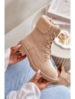 Dámské zateplené boty na zip Beige model 21667404 - Boto Dámské zateplené boty na zip Beige model 21667404 - Boto