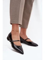 Lakované baleríny na jemném podpatku s páskem Černé Isvella Lakované baleríny na jemném podpatku s páskem Černé Isvella