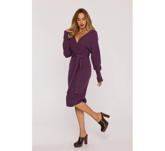 Svetrové šaty s výstřihem heather model 21484550 - Moe Svetrové šaty s výstřihem heather model 21484550 - Moe