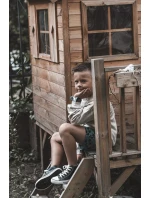 Dětské kožené vysoké tenisky Černe a bíle Marney Dětské kožené vysoké tenisky Černe a bíle Marney