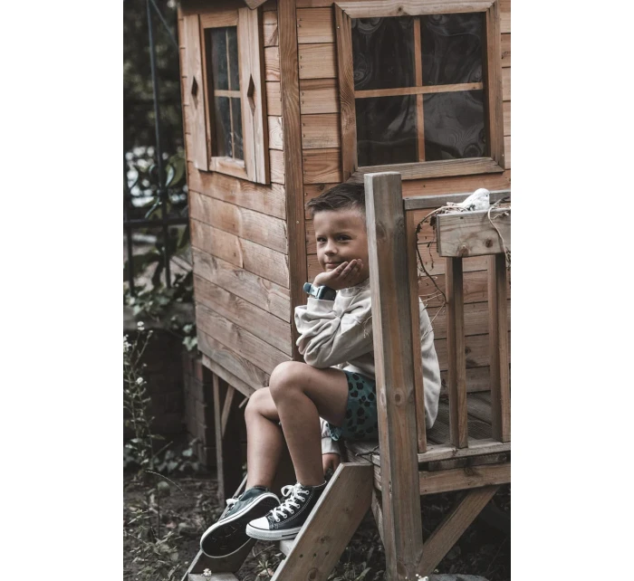 Dětské kožené vysoké tenisky Černe a bíle Marney Dětské kožené vysoké tenisky Černe a bíle Marney