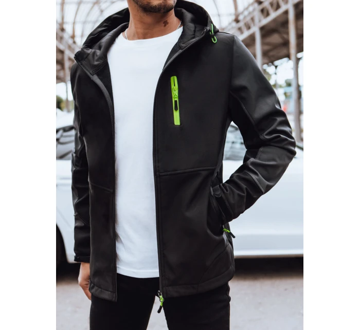 Pánská softshellová bunda s kapucí černá FashionStreet TX4464 Pánská softshellová bunda s kapucí černá FashionStreet TX4464