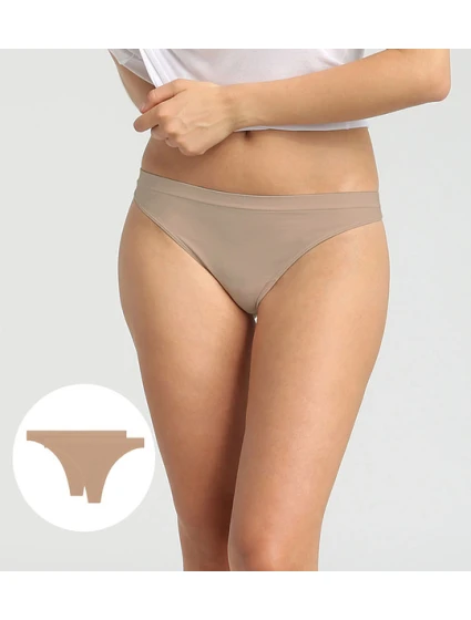 Dámská tanga 2 ks DIM SEAMLESS THONG 2x - DIM - tělová