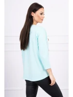 Halenka s 3D grafikou a zdobenými volánky mint Halenka s 3D grafikou a zdobenými volánky mint