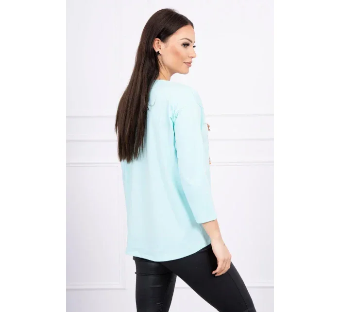 Halenka s 3D grafikou a zdobenými volánky mint Halenka s 3D grafikou a zdobenými volánky mint