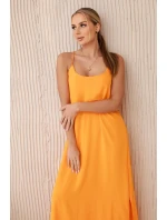 Dlouhé šaty bez ramínek pomeranč