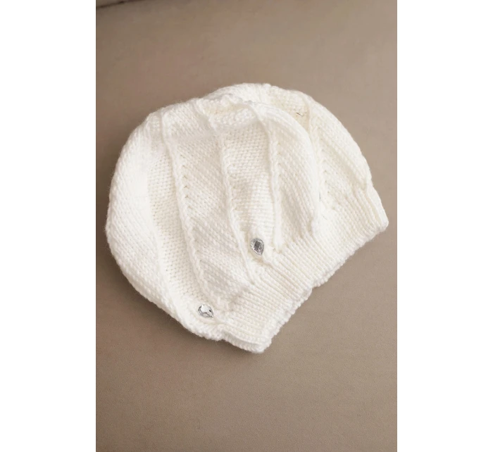 Dámská zimní čepice vlněná s krystaly a vzorem model 21859307 mocca - K-Fashion