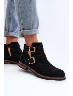 Dámské boty na ploché podrážce s pásky černé model 21647710 - Boto Dámské boty na ploché podrážce s pásky černé model 21647710 - Boto