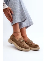 Dámské semišové mokasíny na ploché podrážce s ozdobou D&A TW101 hnědé Dámské semišové mokasíny na ploché podrážce s ozdobou D&A TW101 hnědé