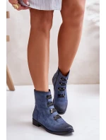 Zateplené dámské boty na zip modré model 21672411 - Boto Zateplené dámské boty na zip modré model 21672411 - Boto
