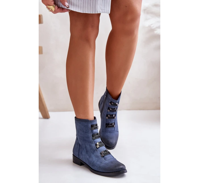 Zateplené dámské boty na zip modré model 21672411 - Boto Zateplené dámské boty na zip modré model 21672411 - Boto