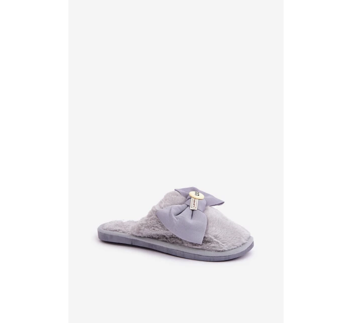 Dámské Pantofle S Kožíškem A Mašlí Šedé model 21681851 - Boto Dámské Pantofle S Kožíškem A Mašlí Šedé model 21681851 - Boto