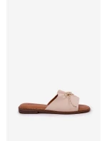 Sandály na ploché podrážce s ozdobnou mašlí béžové model 21684340 - Boto Sandály na ploché podrážce s ozdobnou mašlí béžové model 21684340 - Boto