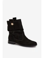 Kožené semišové dámské boty s žebrováním zateplené Zazoo 4210 Černé
