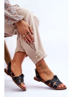 Pohodlné kožené sandály Černé Kayla Pohodlné kožené sandály Černé Kayla