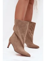 Dámské kotníkové boty na jehlovém podpatku Solvienne – béžové
