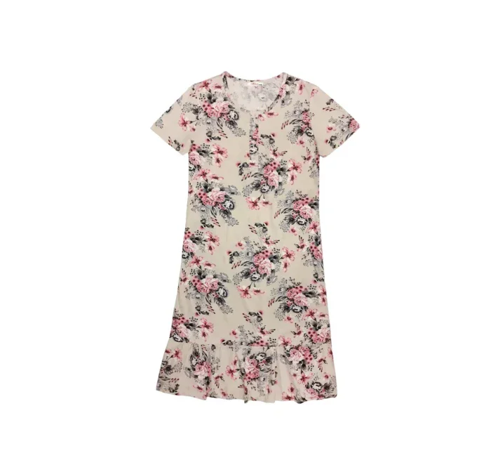 Dámská noční košile 351/024 béžová s květy - Karol Dámská noční košile 351/024 béžová s květy - Karol