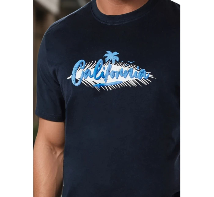 Pánské tmavě modré tričko s potiskem FashionStreet RX5372