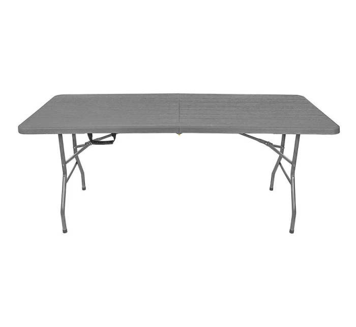 DŘEVĚNÝ STŮL SKLÁDACÍ V KUFŘÍKU 180x74CM MAX.100KG DŘEVĚNÁ DESKA TEMNĚ ŠEDÁ