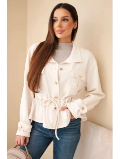 Dámská rozepínací mikina máslová s tkaničkou a kapsami béžová