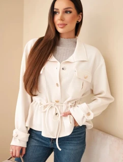 Dámská rozepínací mikina máslová s tkaničkou a kapsami béžová