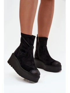 Dámské kotníkové boty na platformě Vinceza 58596 Černé