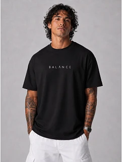 Pánské bavlněné tričko oversize s potiskem černé FashionStreet NX4016R