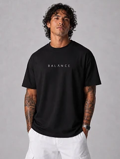 Pánské bavlněné tričko oversize s potiskem černé FashionStreet NX4016R