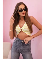 Dámský bavlněný top s výstřihem a zlatým model 21227158 zelená - K-Fashion