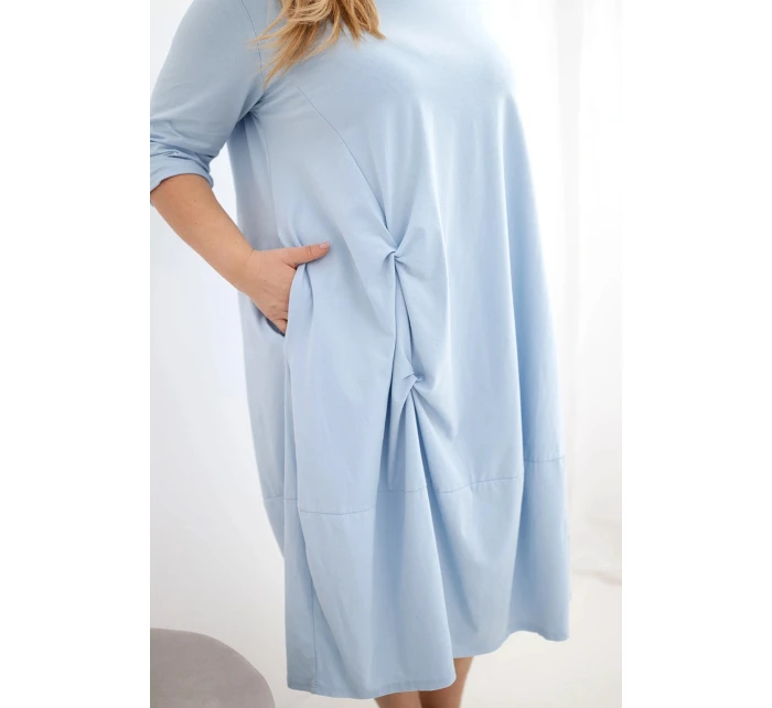 Dámská sukně Plus Size bavlněná s nařasením modrá