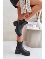 Zazoo 60490 Kožené Zateplené Boty S Dekorací Černé