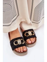 Dámské Pantofle Na Platformě S A Zlatou Dekorací Černé model 21689964 - Boto Dámské Pantofle Na Platformě S A Zlatou Dekorací Černé model 21689964 - Boto